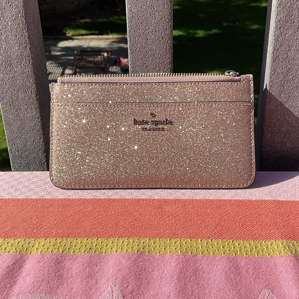 Kate Spade Rose Gold Glitter Card Case